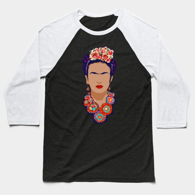 Frida kahlo minimalist portrait Baseball T-Shirt by BAJAJU